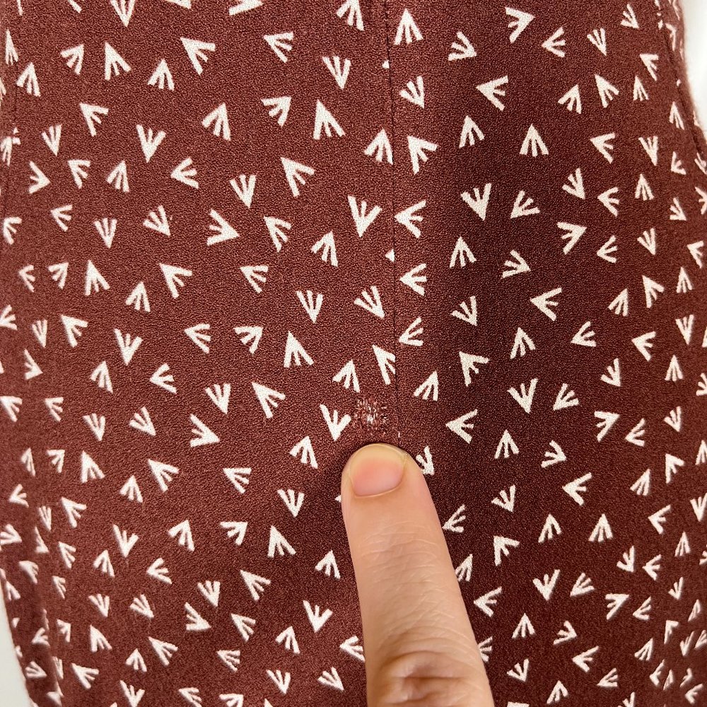 Free People Size 4 Brown Print Short Sleeve Dress Retro *Flaw - Picture 4 of 10